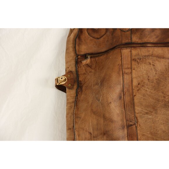 Vintage R.O.N.A. "Go Anywhere" Leather Garment Bag 1970's Handmade Argentina - Picture 7 of 7